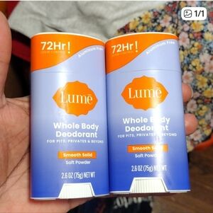 Lume Whole Body Deodorant Smooth Solid - Soft Powder (Blue/Orange)